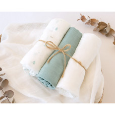 Muselina Bambú Salvia 3uds 70x70 de Kiokids